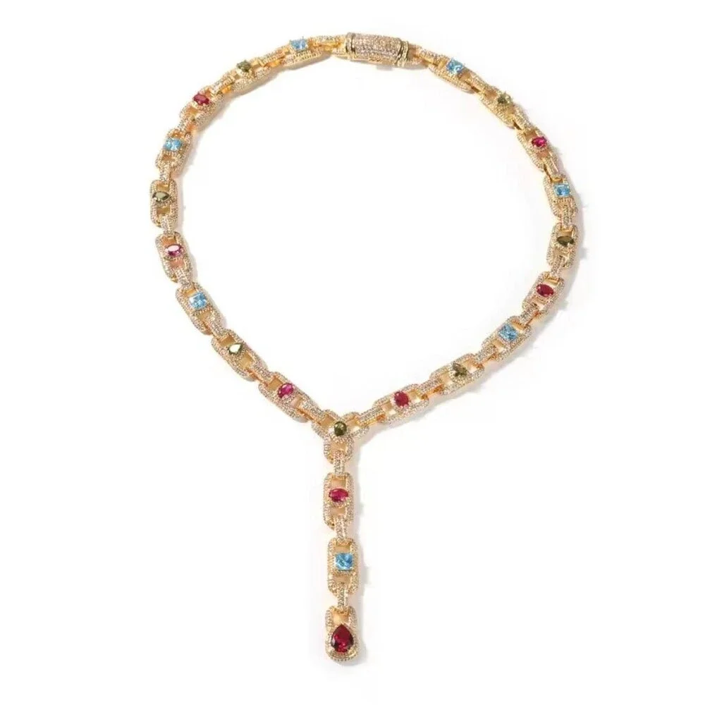 Cluster Mariner Chain Necklace Iced out 19inch